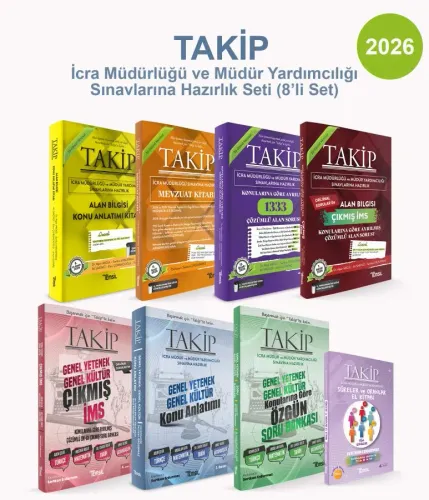 Takip İcra Müdürlüğü ve Müdür Yardımcılığı Sınavlarına Hazırlık Seti (8'li Set) -2026