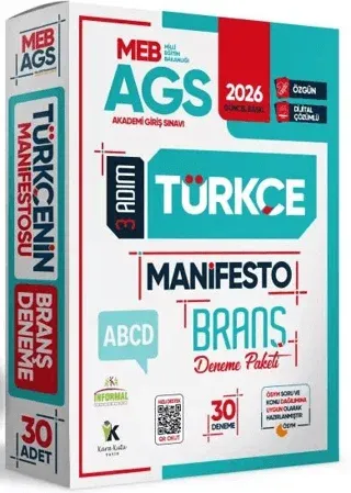 Karakutu Yayınları 2026 MEB-AGS Türkçe 3 Adım Manifesto Branş Deneme P