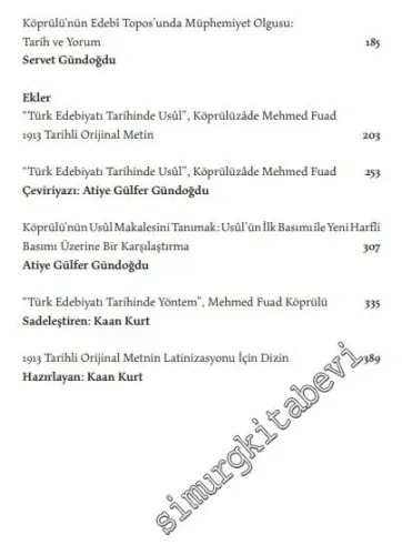 Usulden Yönteme Mehmed Fuad Köprülünün Edebiyat Tarihçiliği
