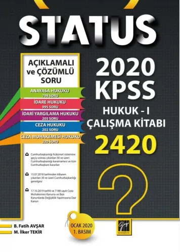 Status KPSS A Gurubu Hukuk I Çalışma Kitabı
