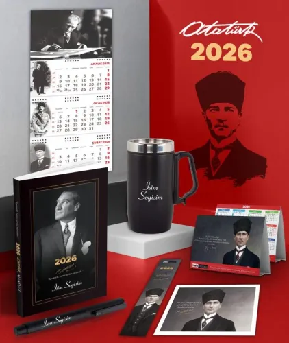 Kişiye Özel 2026 Atatürk İstikbal Ajanda - İmza Duvar Takvimi - Masa T