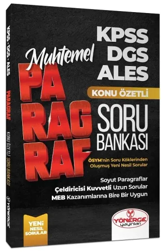 Yönerge Yayınları KPSS DGS ALES Muhtemel Paragraf Konu Özetli Soru Ban