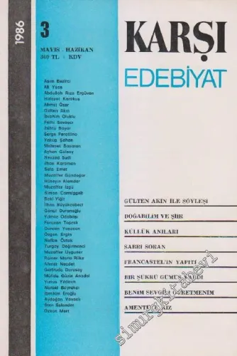 Karşı - Edebiyat Sanat Düşün Dergisi  - Sayı: 3      Mayıs - Haziran