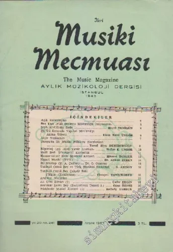 İleri Musiki Mecmuası Aylık Müzikoloji Dergisi  - Sayı: 241    Yıl: 20  Aralık