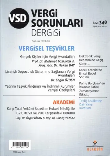 Vergi Sorunları Dergisi Yıl:40 Sayı:348 Eylül 2017
