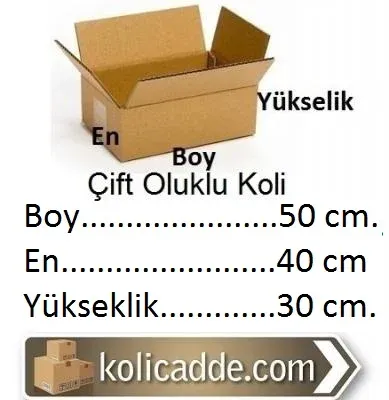 Çift Oluklu Koli 50x40x30 cm.