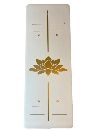 Rubber Yoga-Pilates Mat Golden Line 4 mm Lotus Beyaz