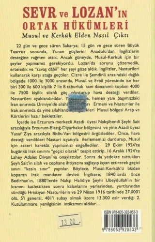 Sevr ve Lozan'ın Ortak Hükümleri Musul ve Kerkük Elden Nasıl Çıktı Teo