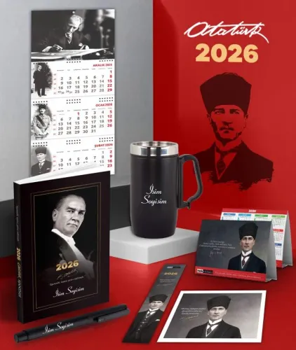 Kişiye Özel 2026 Atatürk Gazi Paşa Ajanda - İmza Duvar Takvimi - Masa 