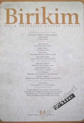 Birikim Aylık Sosyalist Kültür Dergisi - Sayı: 34, Şubat 1992