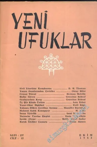 Yeni Ufuklar Aylık Sanat Fikir Dergisi - Sayı: 137, Ekim 1963       1963