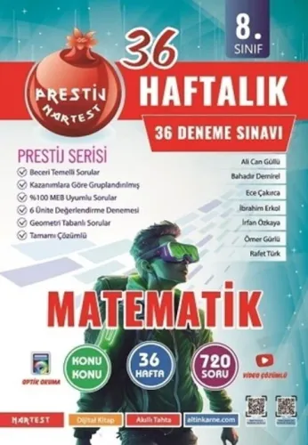 Nartest Yayınları 8. Sınıf Haftalık Matematik Denemeleri