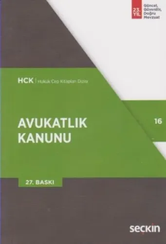 Hukuk Cep Kitapları Dizisi 16 Avukatlık Kanunu