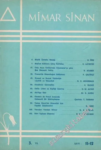 Mimar Sinan Dergisi - Sayı: 11 / 12, Yıl: 3       1972