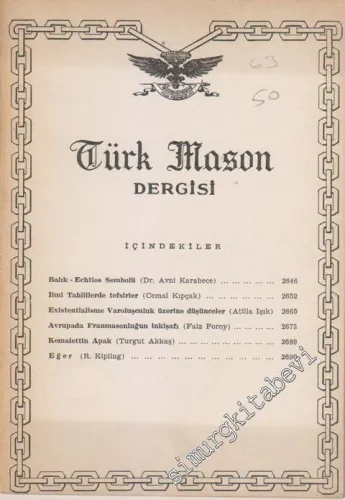 Türk Mason Dergisi - Sayı: 50, Yıl: 13, Nisan 1963