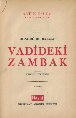 Vadideki Zambak (Ciltli) Balzac Altın Kalem %67 indirimli
