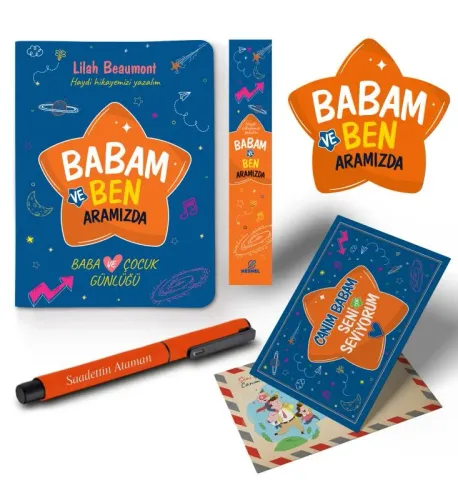 Babam ve Ben Aramızda Ayraç Kartpostal Kalem - Turuncu