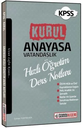 Süvari Akademi KPSS Kurul Anayasa Vatandaşlık Hızlı Öğretim Ders Notları