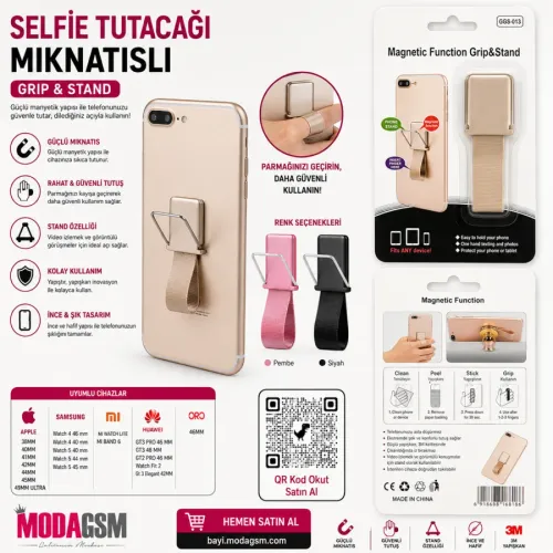 i-Stone Mıknatıslı ve Standlı Selfie Yüzüğü Siyah