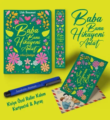Kişiye Özel Baba Bana Hikayeni Anlat Ayraç Kartpostal Kalem - Lacivert
