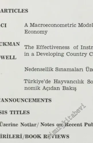 ODTÜ Gelişme Dergisi - METU Studies in Development - Sayı: 1  Cilt: 10
