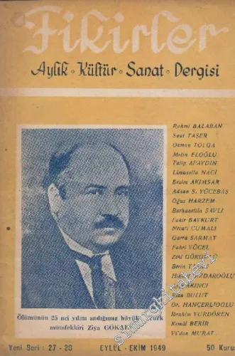 Fikirler Aylık Kültür ve Sanat Dergisi - Sayı: 27 - 28 - Yeni Seri      Eylül - Ekim