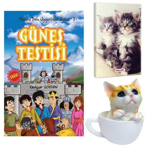 Güneş Testisi - Maviş Kediler Planlama Defteri ve Fincanda Kedi Kumbar