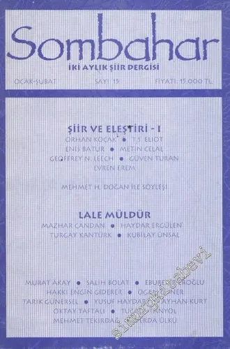 Sombahar: İki Aylık Şiir Dergisi  - Ocak - Şubat 1993; Sayı: 15
