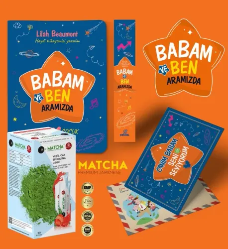 Babam ve Ben Aramızda Ayraç Kartpostal - Çilekli Matcha Çayı 868367287