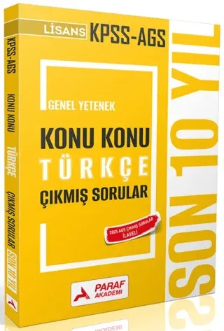 Paraf Akademi KPSS AGS Genel Yetenek Konu Konu Türkçe Çıkmış Sorular Son 10 Yıl