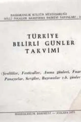 Türkiye Belirli Günler Takvimi 1973