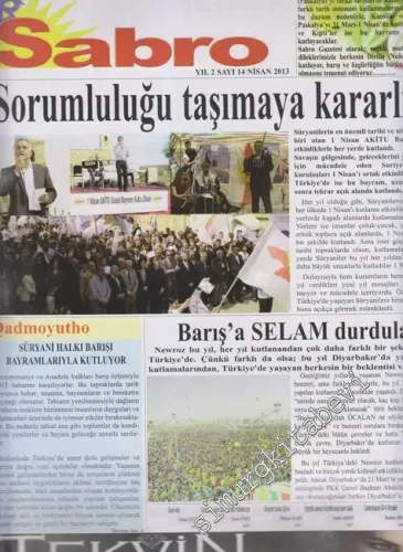 SÜRYANİ: Sabro ( Umut ) - Aylık Bağımsız Siyasi Gazete - Sayı: 14    Yıl: 2  Nisan