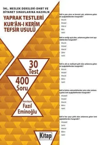 İHL. Meslek Dersleri-DHBT ve Diyanet Sınavlarına Hazırlık Yaprak Testleri Kur'an-ı Kerim