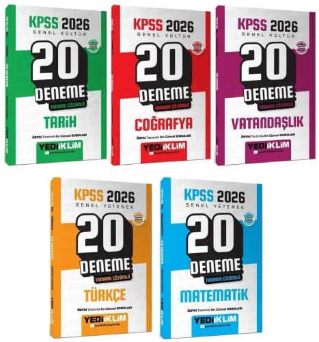 Yediiklim Yayınları 2026 KPSS Genel Yetenek Genel Kültür 100 Deneme 5'li Set