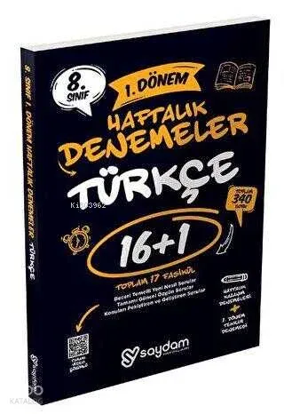 Saydam Yayınları 8. Sınıf LGS Türkçe 1. Dönem 16+1 Haftalık Kazanım Denemeleri