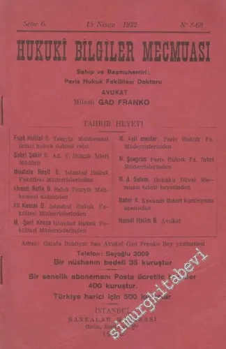 Hukuki Bilgiler Mecmuası - Sayı: 8 - 68    6  Nisan