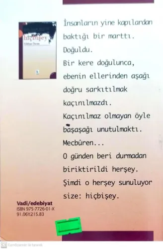 Hiçbirşey Gökhan Özcan Vadi Yayınları