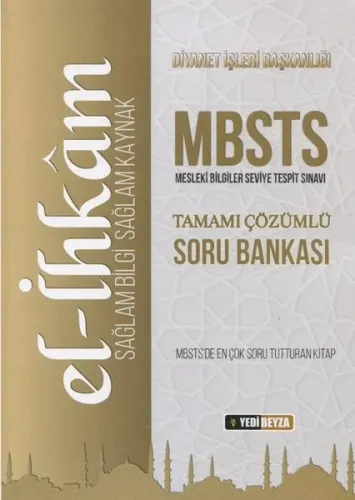 El İhkam MBSTS Tamamı Çözümlü Soru Bankası; Diyanet Mesleki Bilgiler Seviye Tespit Sınavı