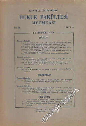 İstanbul Üniversitesi Hukuk Fakültesi Mecmuası - Sayı: 1 - 2  IX     1943