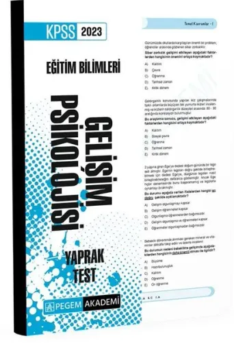 2023 KPSS Eğitim Bilimleri Gelişim Psikolojisi Yaprak Test