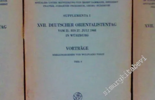 Zeitschrift der Deutschen Morgenländischen Gesellschaft, Supplementa I, XVII Deutscher Orientalistentag, Würzburg 1968, Vorträge 3 vol.  -