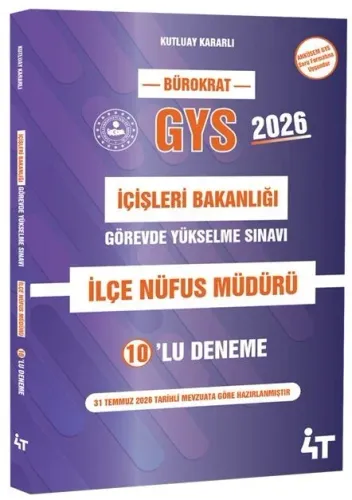 4T Yayınları 2026 GYS İçişleri Bakanlığı İlçe Nüfus Müdürü 10'lu Denem
