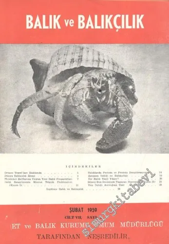 Balık ve Balıkçılık Dergisi - Sayı: 2, Şubat 1959, Cilt: 7