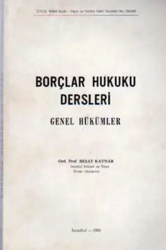 Borçlar Hukuku Dersleri Genel Hükümler
