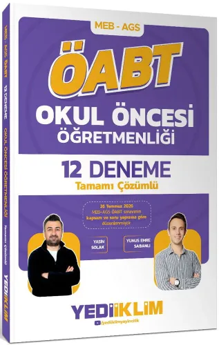 Yediiklim Yayınları 2027 MEB AGS ÖABT Okul Öncesi Öğretmenliği Tamamı Çözümlü 12 Deneme