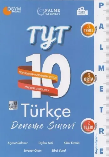 Palme Yayınları TYT Türkçe Palmetre Serisi 10 Deneme Video Çözümlü