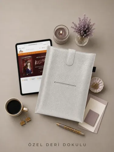 Yeni Nesil Kitap ve Tablet Çantası - Özel Deri Dokulu (GÜMÜŞ)