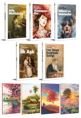 5 Dünya Klasiği ve Manzara Temalı 64 Sayfa Çizgili Defter Seti -1 - Ha