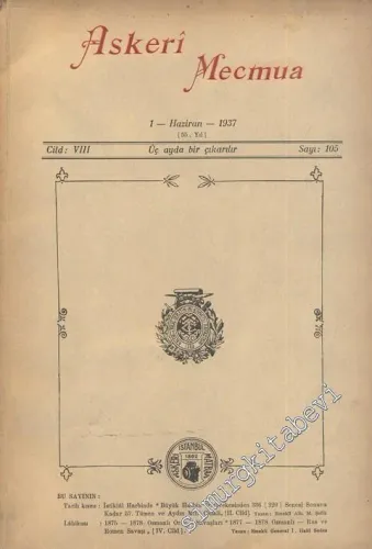 Askeri Mecmua  - Cilt: 8 Sayı: 105, 1 Haziran 1937
