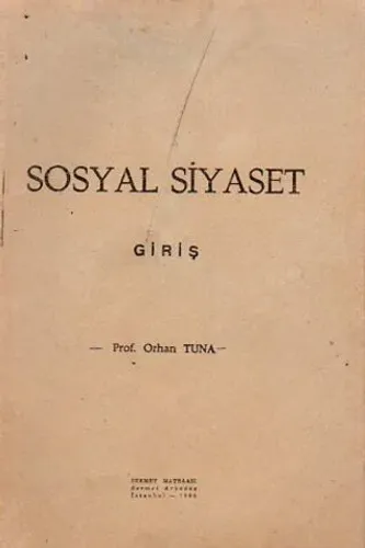 Sosyal Siyaset Giriş Orhan Tuna